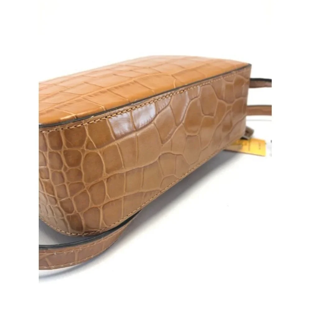 Mario Valentino Babette Croc Embossed Caramel Leather Cross Body Bag - Picture 5 of 11